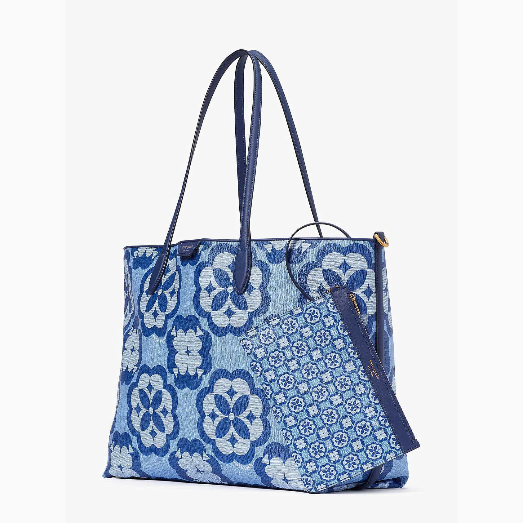 Buy KATE SPADE Spade Flower Monogram Manhattan Chenille Small Tote Bag, Blue Color Women